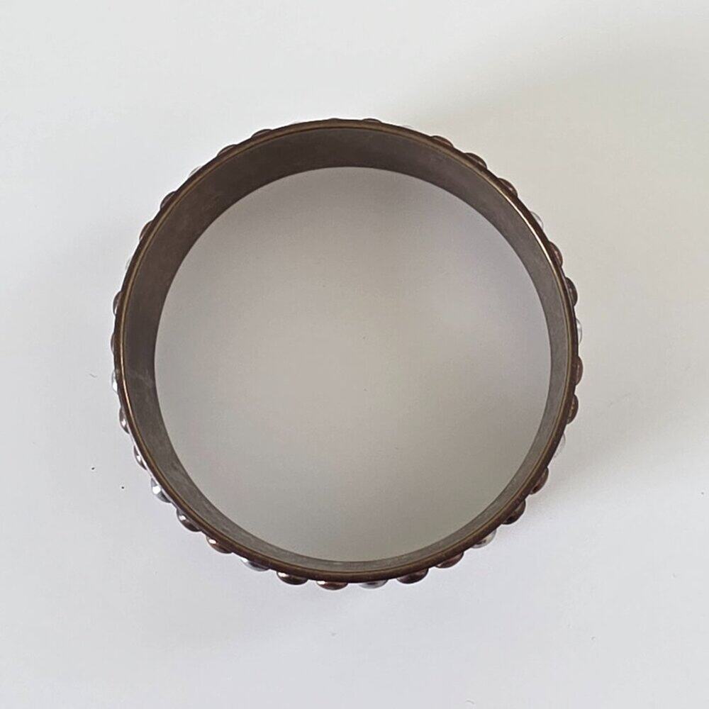 Vintage Wide Mixed Metal Studded Bangle Bracelet Copper Brass Silver One Size - Picture 5 of 11